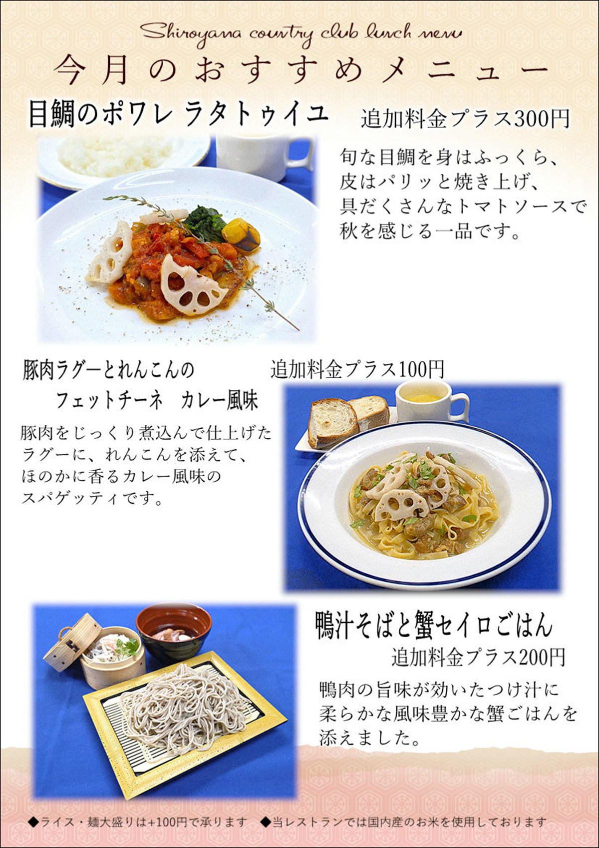 おすすめランチメニュー